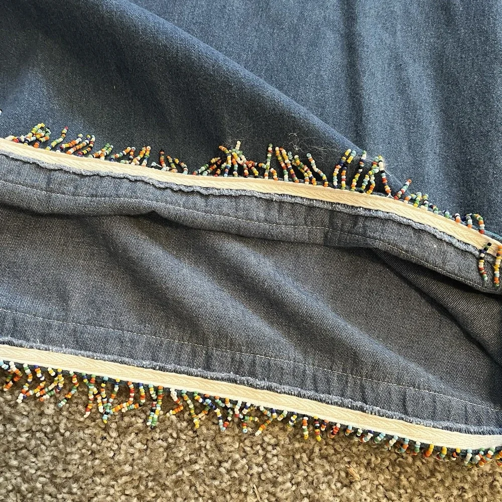 Vtg Women's‎ Beaded Denim Top Cropped Pants Set XL Grandmacore Tribal